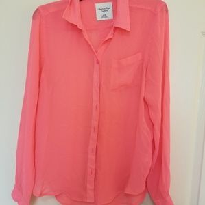 American Eagle Chiffon Button Up Top